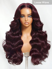 7x5 & 13x4 Bye-Bye Slip TM Glueless Lace Purple Black Cherry Loose Wave & Layered Straight Wig-Pull & Go With Invisi Drawstring