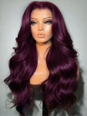 7x5 & 13x4 Bye-Bye Slip TM Glueless Lace Purple Black Cherry Loose Wave & Layered Straight Wig-Pull & Go With Invisi Drawstring