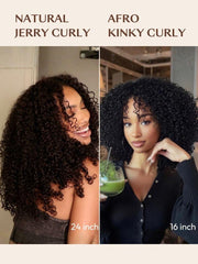 UNice InvisiBlend TM V part Jerry Curly& Kinky Curly Wig With Invisi Drawstring 100% Human Hair No Leave Out Protect Your Natural Hair 180% Density