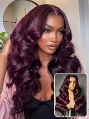 7x5 & 13x4 Bye-Bye Slip TM Glueless Lace Purple Black Cherry Loose Wave & Layered Straight Wig-Pull & Go With Invisi Drawstring