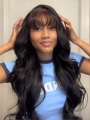 UNice 13x4 Pre-Everything TM Side-Part Fluffy Loose Wave Wig With Wispy Air Bangs