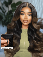 UNice EasiContour TM V Part Black to Chestnut Brown Ombre Body Wave Wig With Invisi Drawstring