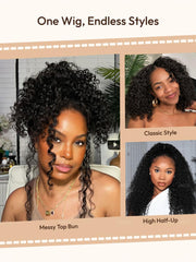 UNice InvisiBlend TM V part Jerry Curly& Kinky Curly Wig With Invisi Drawstring 100% Human Hair No Leave Out Protect Your Natural Hair 180% Density
