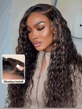 UNice Bye-Bye Knots 7x5 Lace Water Wave Black Wig With Golden Brown Highlights 150% Density Perfect Beach