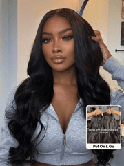 UNice 13x4 Pre-Everything TM Wig & 7x5 Bye-Bye Slip Loose Wave With Face-Framing Layers And Side-Swept Bangs With Drawstring