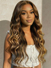 UNice Bye-Bye Slip TM 7x5 Lace Deep Brown with Caramel Higlights Loose Wave Drawstring Glueless Wig