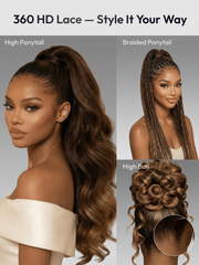 UNice 360 HD Lace Pre-plucked Luxury Raw Virgin Hair Chocolate Brown to Caramel Honey Blonde Ombre Body Wave Wig