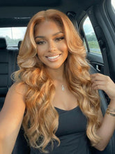 UNice 13x4 Bye Bye Slip TM Lace Frontal Honey Blonde with Beige Highlights Loose Wave Wig with Face Framing Layers