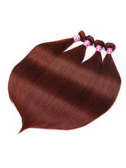 UNice Dark Auburn Straight Remy Human Hair 4 Bundles With Closure Deal