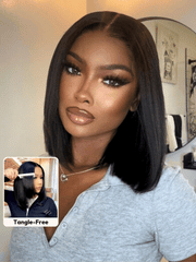 UNice 7x5 Bye Bye Slip TM Glueless Lace Black Yaki & Pre Layered & 13x4 Pre Everything Yaki Bob Bleached Knots Drawstring Wig