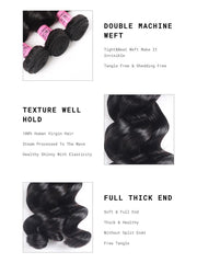 UNice Hair Loose Wave Hair Extensions Unprocessed Human Virgin Hair