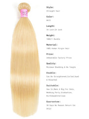 UNice 4PCS 613 Blonde Hair Weave Bundles Straight Virgin Human Hair