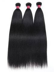 UNice Natural Black 4x4 Lace Closure With 3Pcs Yaki Straight Bundles