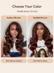 UNice Glueless Auburn/Red Brown 13x4 Pre-Everything & 7x5 Lace Wig Loose Wave Adjustable Drawstring 150% Density