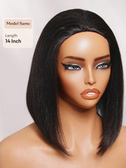 UNice Flip Over Half Wig Natural Black Yaki Straight Bob Wig