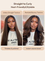 UNice Balayage Highlights 100% Human Hair 13x4 Pre-Everything TM Lace Frontal Yaki Straight Drawstring Wig