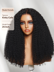 UNice Bye-Bye Knots TM 7x5 Lace Black Fluffy Kinky Coils Texture Wig with Invisi Drawstring
