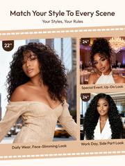 UNice Full Lace 100% Handmade Invisible Black Water Wave Human Hair 180% Density Wig