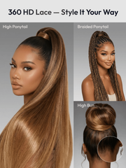 UNice 360 HD Lace Pre-plucked Luxury Raw Virgin Hair Brown to Honey Blonde Ombre Silky Straight Wig with Dark Roots