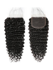 Unice Deep Wave 4 Bundles with 5x5 Free Part HD Lace Closure Natural Black