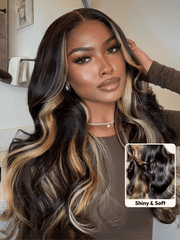 UNice 7x5 Bye-Bye Slip TM Lace Loose Wave Butterscotch Highlights Brown with Free Face Framing Bangs Wig 150% Density