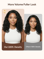 UNice Bye-Bye Slip TM 6X4 Glueless Lace "C" Side Part Loose Wavy Bob 220% High Density Drawstring Wig For Beginners