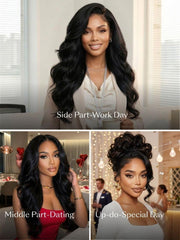 UNice 13x4 Pre-Everything TM Wig & 7x5 Bye-Bye Slip Loose Wave With Face-Framing Layers And Side-Swept Bangs With Drawstring