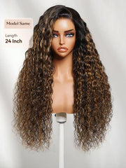 UNice 7x5 Bye Bye Slip TM Lace Balayage Highlights Water Wave Wig with Invisi Drawstring
