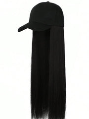 UNice Black Straight Baseball Hat Glueless Wig