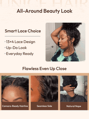 UNice 13x4 Pre Everything TM Pre-Cut HD & Transparent Lace Front Water Wave Drawstring Wig With Baby Hair
