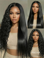 UNice 13x4 Bye Bye Slip TM 2-in-1 Straight to Water Wave Wet and Wavy Human Hair Wig With Invisi Drawstring