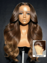 UNice 360 HD Lace Pre-plucked Luxury Raw Virgin Hair Chocolate Brown to Caramel Honey Blonde Ombre Body Wave Wig
