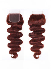UNice Dark Auburn Body Wave Remy Human Hair 4 Bundles With Closure Deal