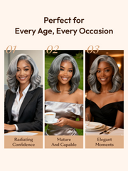 UNice Boss-Vibe Salt and Pepper Blowout Layered Bob Glueless Wig 6.5x1.5 Side Part Lace