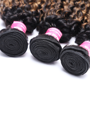 UNice #FB30 Brown Balayage Highlight 3Pcs Jerry Curly Human Hair Bundles