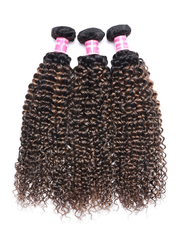 Unice #FB30 Brown Balayage Jerry Curly 1 Piece Human Hair Bundle