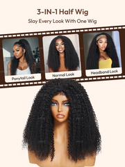 UNice Coily Curly Glueless Flip Over Kinky Curly Wig for Beginner Friendly