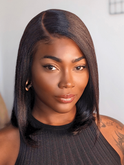 UNice 13x4 Lace Front Yaki Bob Wig Sweat-Proof Lace Cap- Pre-Cut, Pre-Bleached With Invisible Drawstring