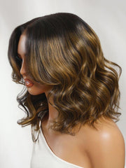 UNice 7x5 Bye Bye Slip TM Lace Balayage Highlights Body Wave Bob Wig with Invisi Drawstring
