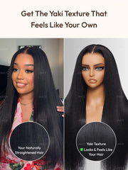 7x5 Bye Bye Slip TM & 13x4 Pre-Everything TM Yaki Straight Black & Balayage Highlights Glueless Wig With Invisible Drawstring