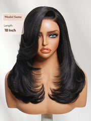 UNice Bye-Bye Knots TM 7x5 Lace Pre Side-Part Yaki Straight Wig with Blowout Feathered Layers