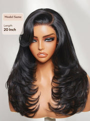 UNice 7x5 Bye-Bye Slip TM Lace Feathered Blowout Wig with Face-Framing Layers and Deep Side Part Bangs