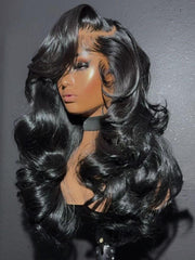 UNice 13x4 Pre-Everything TM Wig & 7x5 Bye-Bye Slip Loose Wave With Face-Framing Layers And Side-Swept Bangs With Drawstring