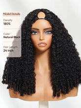 UNice InvisiBlend TM V Part Curly Texture Drawstring Human Hair Wig With Finger Coil Ends