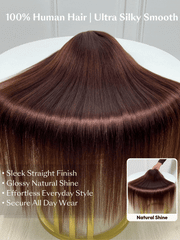 UNice 7x5 Bye Bye Slip TM Lace Auburn/Red Brown Yaki Straight Wig with Invisi Drawstring