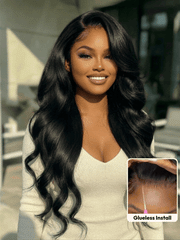 UNice 13x4 Pre-Everything TM Wig & 7x5 Bye-Bye Slip Loose Wave With Face-Framing Layers And Side-Swept Bangs With Drawstring