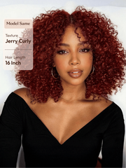 UNice 7x5 Bye-Bye Knots TM Wig Glueless Lace Sunset Jerry Curly & Afro Kinky Curly for Reddish Brown Drawstring Wig With Bleached Knots