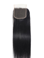 UNice Natural Black 4x4 Lace Closure With 3Pcs Yaki Straight Bundles
