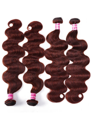 UNice Vibrant Reddish Brown Body Wave 4Pcs 100% Remy Human Hair Bundles Deal