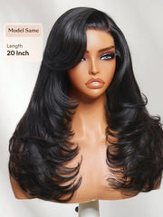 UNice 7x5 Bye-Bye Slip TM Lace Feathered Blowout Wig with Face-Framing Layers and Deep Side Part Bangs